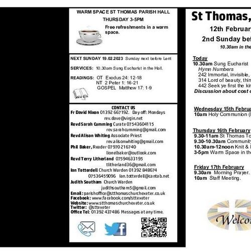 Pew Sheet | The Parish of St Thomas, Exeter