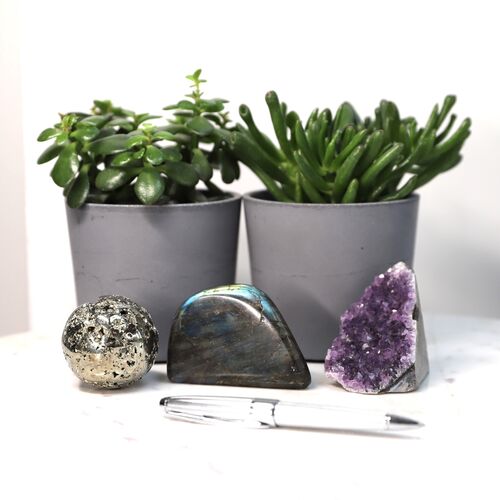 Labradorite, Pyrite & Amethyst Freeform Set