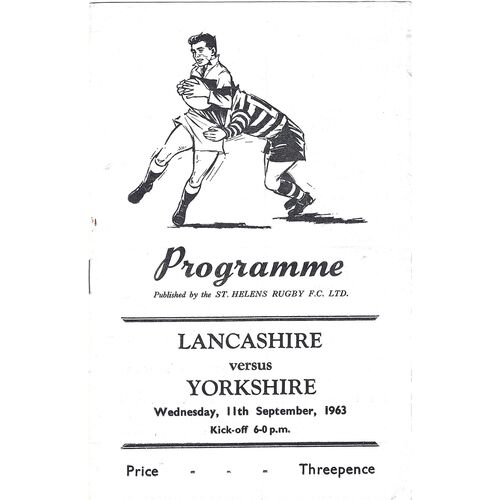 1963 Lancashire v Yorkshire (11/09/1963) Northern Rugby League County Championship Programme
