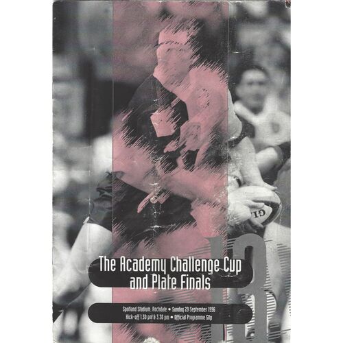 1996 The Academy Challenge Cup & Plate Finals (29/09/1996) Programme