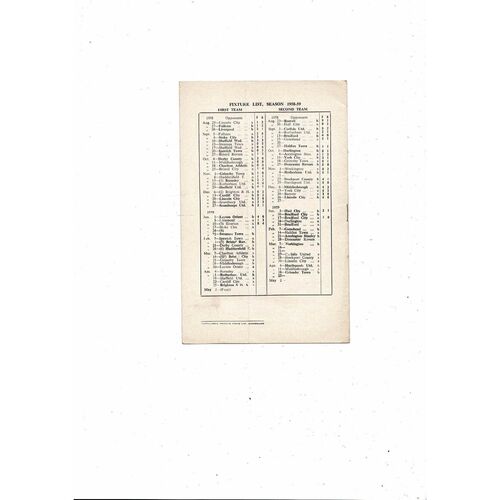 1958/59 Sunderland v Swansea Football Programme