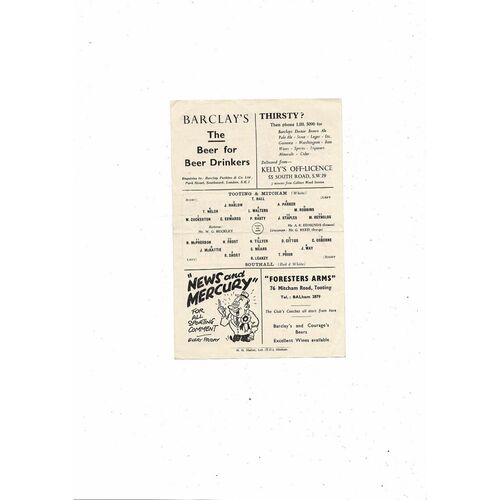 1955/56 Tooting & Mitcham United v Southall Amateur Cup Football Programme