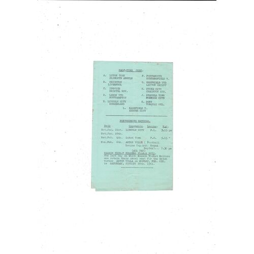 Plymouth Argyle v Mansfield Town Football Combination Programme 1960/61