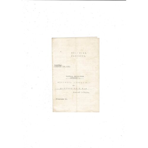 Plymouth Argyle v Swindon Town Football Combination Programme 1965/66