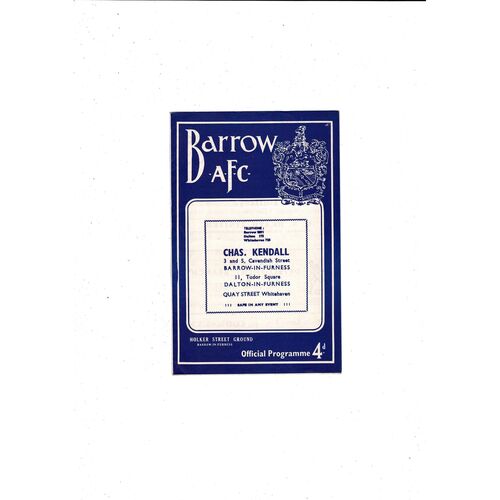 1959/60 Barrow v Bradford Park Avenue Football Programme
