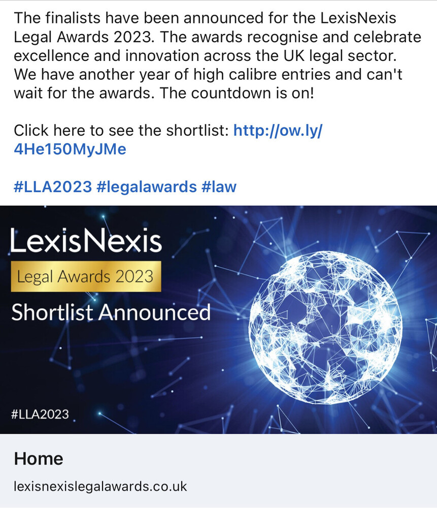 LexisNexis Legal Awards Finalist 2023