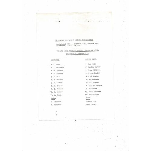 Brentford v Exeter City Mid Week League Football Programme 1981/82