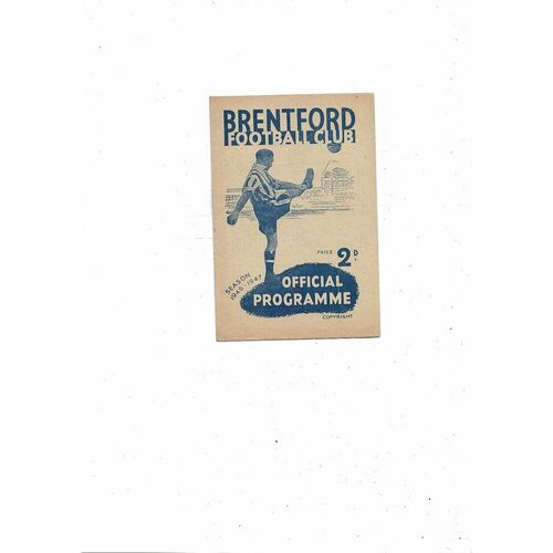 1946/47 Brentford v Middlesbrough Football Programme