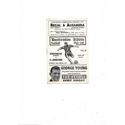 1959/60 Dunfermline Athletic v St Johnstone Scottish Cup Football Programme