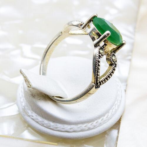 Green Onyx Stone set on 925 Sterling Silver Ring