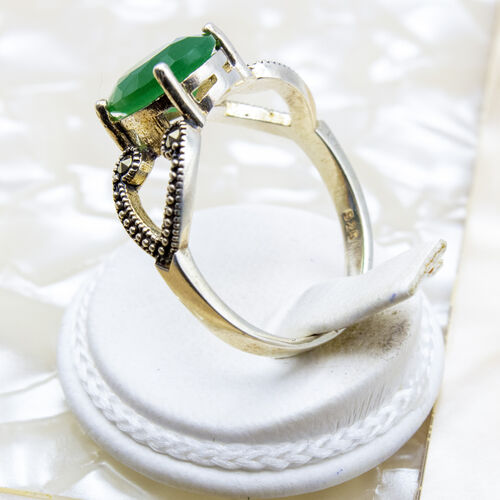 Green Onyx Stone set on 925 Sterling Silver Ring