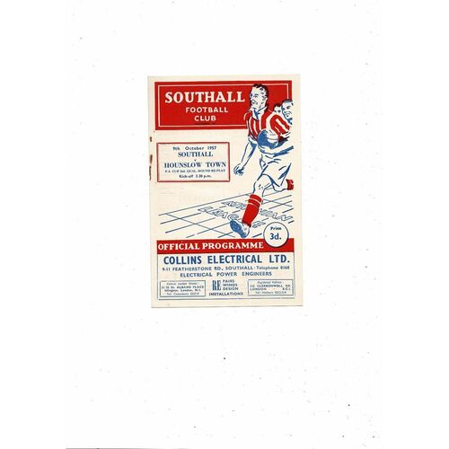 Southall v Hounslow Town FA Cup Replay Football Programme 1957/58