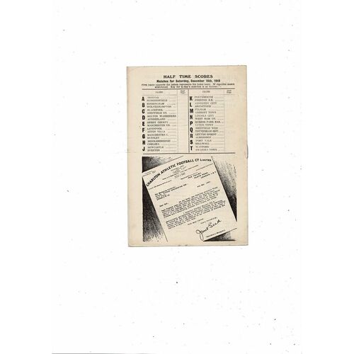1948/49 Charlton Athletic v Stoke City Football Programme