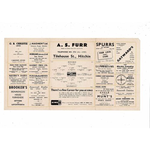 1956/57 Hitchin Town v Redhill FA Amateur Cup Football Programme