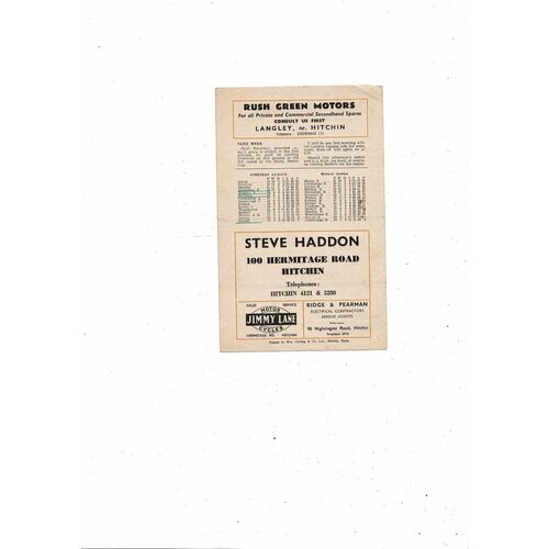 1956/57 Hitchin Town v Redhill FA Amateur Cup Football Programme