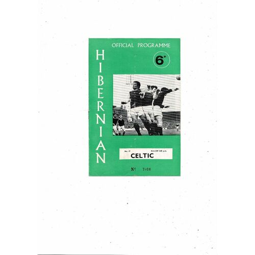 1969/70 Hibernian v Celtic Football Programme January 17th