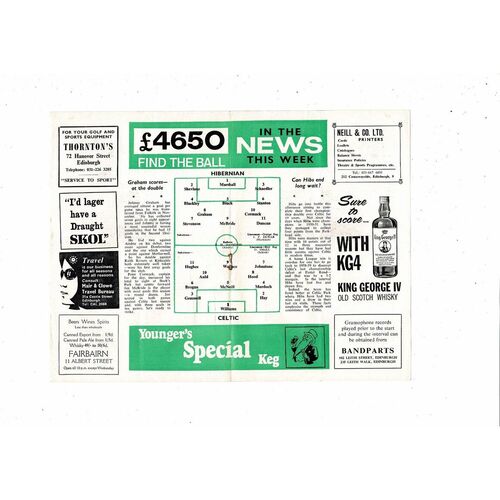 1969/70 Hibernian v Celtic Football Programme January 17th