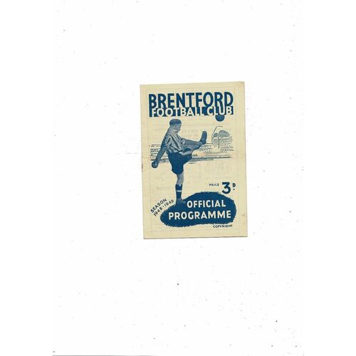 1948/49 Brentford v Nottingham Forest Football Programme