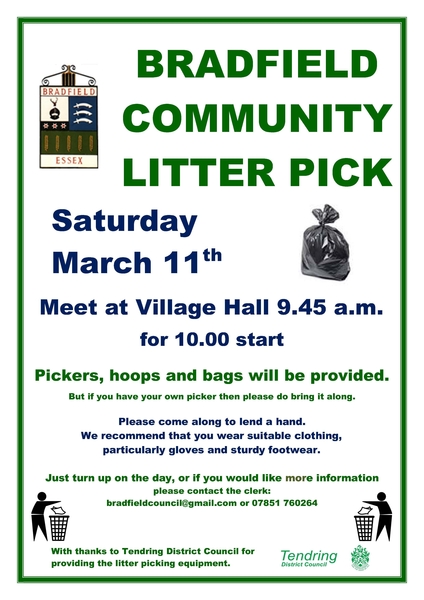Bradfield Community Spring Litter Pick Saturday 11th March 2023