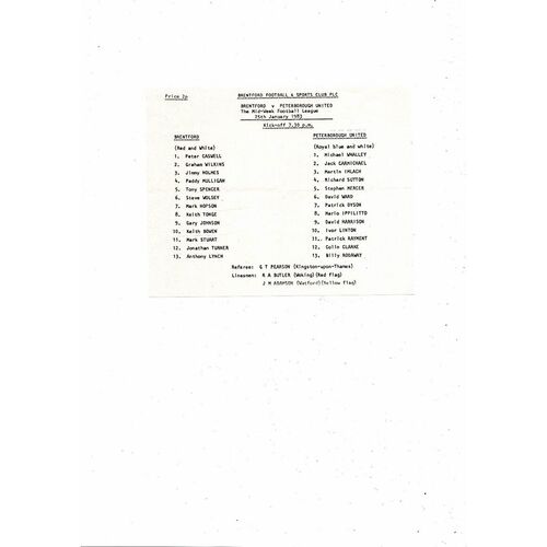 Brentford v Peterborough United Mid Week League Football Programme 1982/83