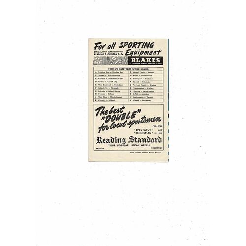 1955/56 Reading v Brentford Football Programme