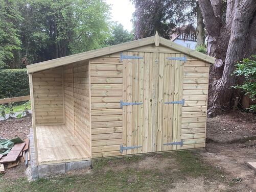 #A015 12x11 Apex Shed with Log Store