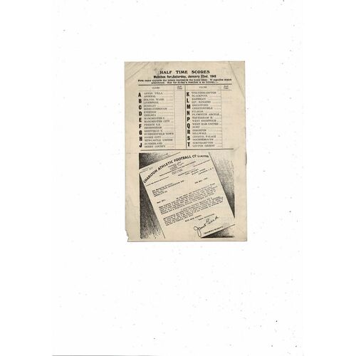 1948/49 Charlton Athletic v Portsmouth Football Programme