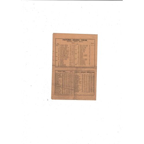 1945/46 Brentford v Tottenham Hotspur Football Programme