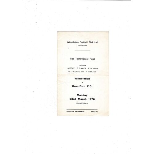 Testimonial Football Programmes