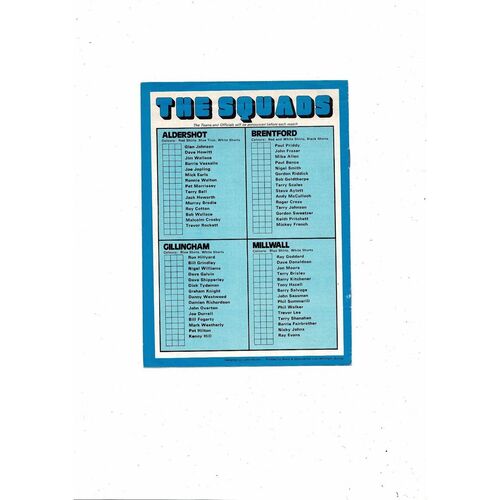 1976/77 Kent County Cup Aldershot, Brentford, Gillingham & Millwall Programme