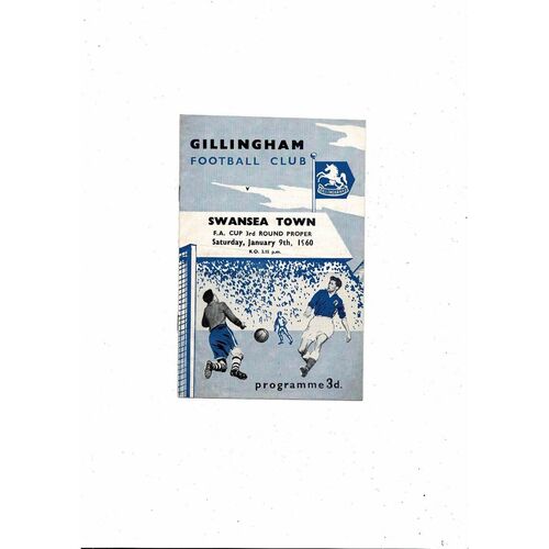1959/60 Gillingham v Swansea FA Cup Football Programme