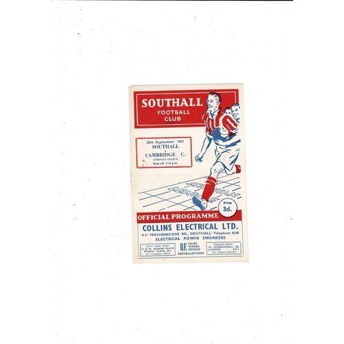 1957/58 Southall v Cambridge City Athenian League Football Programme