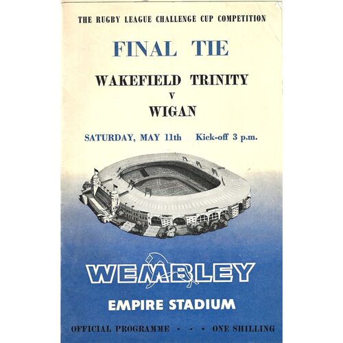 1963 Wakefield Trinity v Wigan (11/05/1963) Rugby League Challenge Cup Final Rugby League Programme