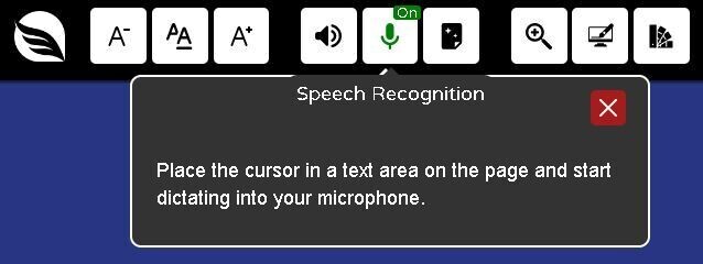 Speech Recognition Button on Toolbar