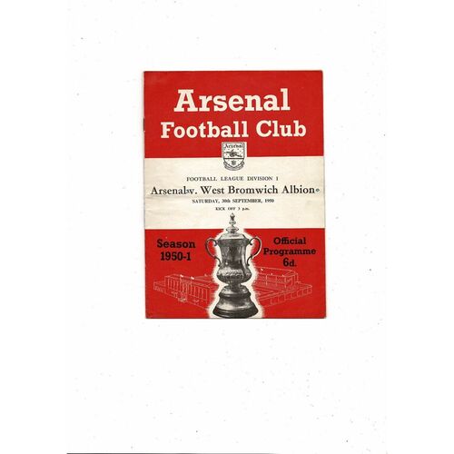 1950/51 Arsenal v West Bromwich Albion Football Programme