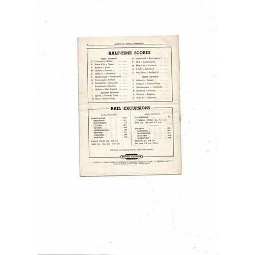 1950/51 Arsenal v West Bromwich Albion Football Programme