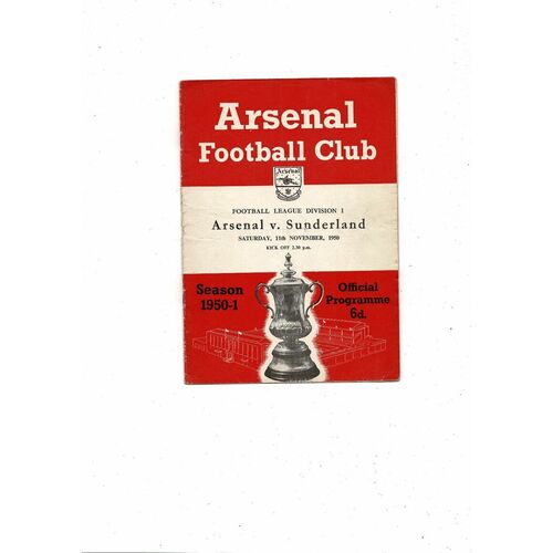 1950/51 Arsenal v Sunderland Football Programme