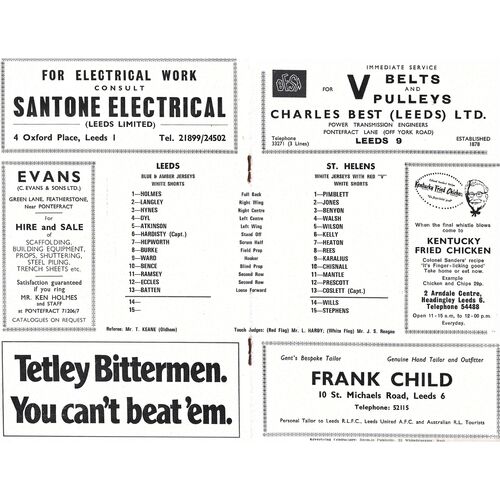 1971 Leeds v St. Helens (30/11/1971) B.B.C Floodlight Competition Semi-Final Rugby League Programme
