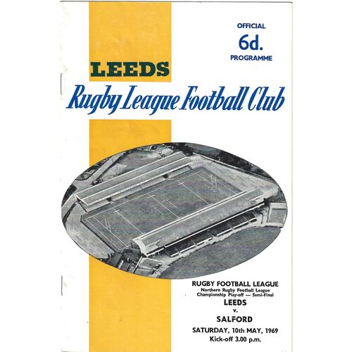 1969 Leeds v Salford (10/05/1969) Northern Rugby Football League Championship Play Off Semi-Final Rugby League Programme