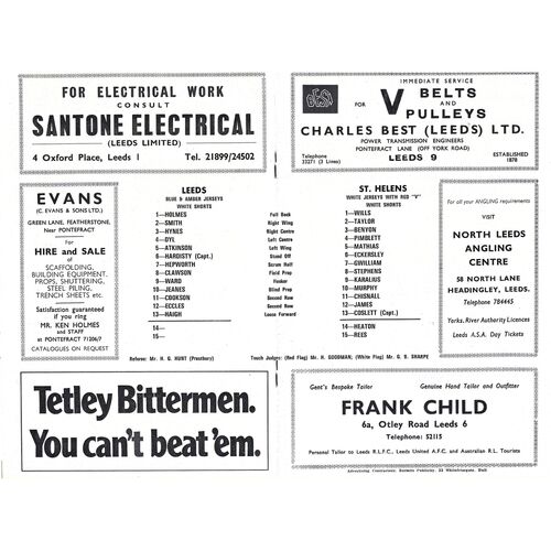 1973 Leeds v St. Helens (06/05/1973) Northern Rugby Football League Championship Play-Off Semi-Final Rugby League Programme