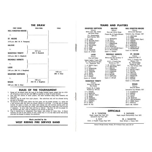 1972 (03/06/1972) Rugby League Sevens Programme