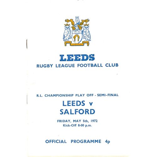 Northern Rugby League Championship Semi Final Rugby League Programmes