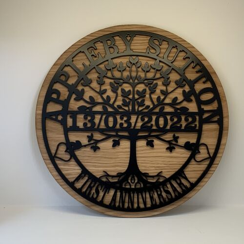 Personalised Tree of Life Anniversary Plaque – Custom Names & Date