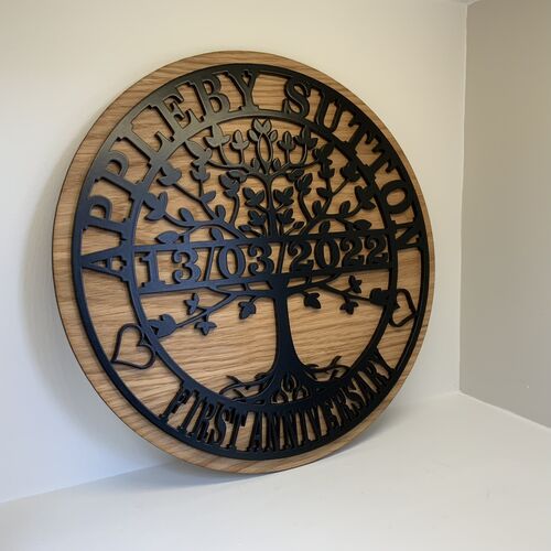 Personalised Tree of Life Anniversary Plaque – Custom Names & Date