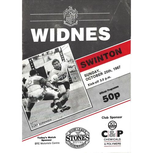 1987/88 Widnes v Swinton (25/10/1987) Rugby league Programme