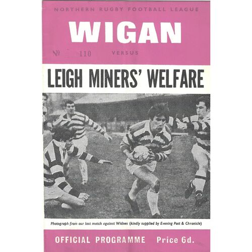1968/69 Wigan v Leigh Miners Welfare (24/01/1969) Rugby League Challenge Cup First Round Rugby League Programme