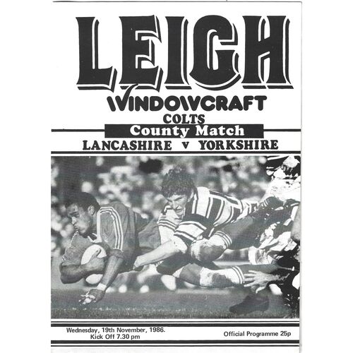 1986/87 Lancashire Colts v Yorkshire Colts (19/11/1986) County Match Rugby League Programme