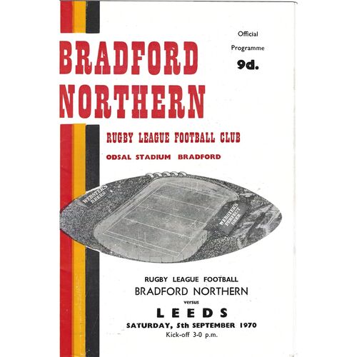 1970/71 Bradford Northern v Leeds (05/09/1970) Rugby League Programme