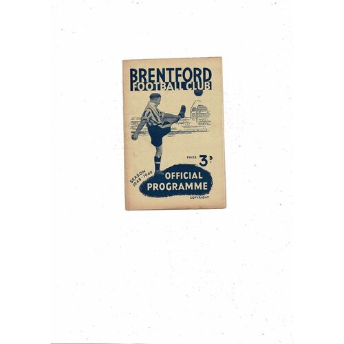 1948/49 Brentford v Sheffield Wednesday Football Programme