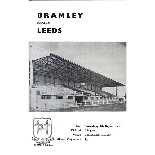 1971/72 Bramley v Leeds (04/09/1971) Rugby League Programme
